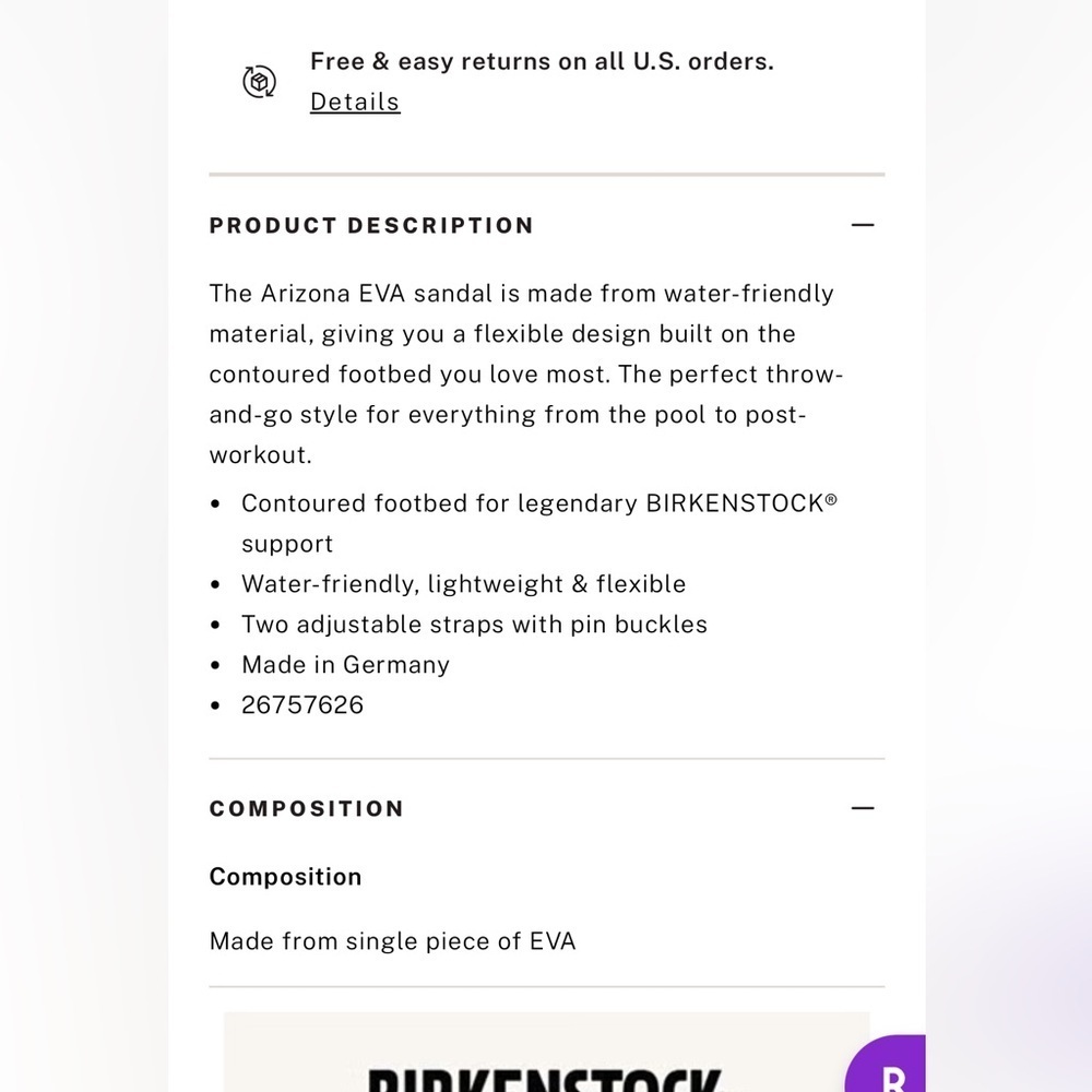 New NIB Birkenstock Arizona Eva sandals black 8-8.5 or 39 - Picture 7 of 8